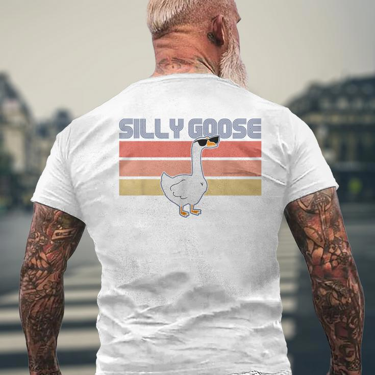Silly Goose On The Loose Funny Silly Goose University Retro Mens Back Print T-shirt Gifts for Old Men