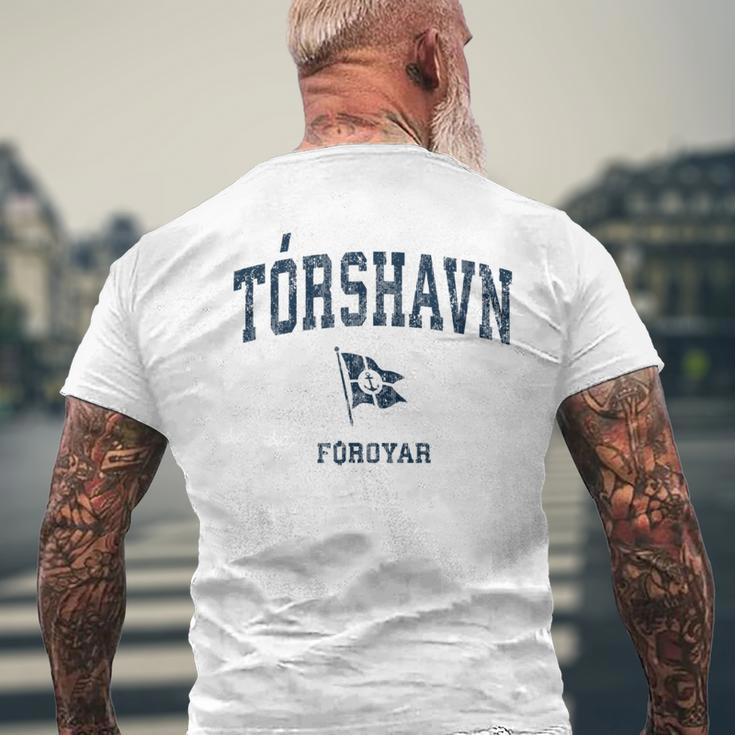 Torshavn Faroe Islands Vintage Sports Navy Boat Anchor Flag Mens Back Print T-shirt Gifts for Old Men