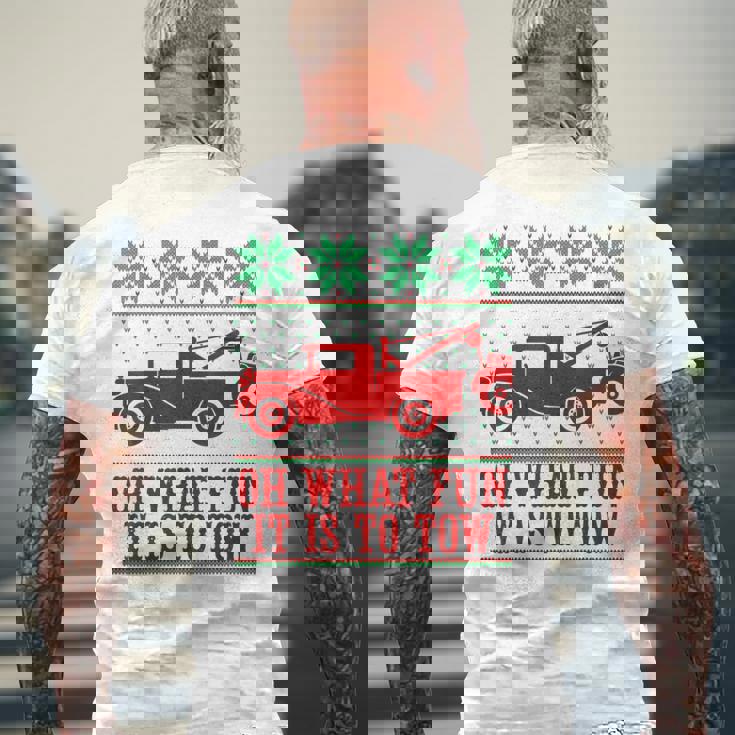 Tow Truck Driver Christmas -Oh What Fun It Is To Tow Men's T-shirt Back Print Gifts for Old Men Tow Truck Driver Christmas -Oh What Fun It Is To Tow Men's T-shirt Back Print Gifts for Old Men