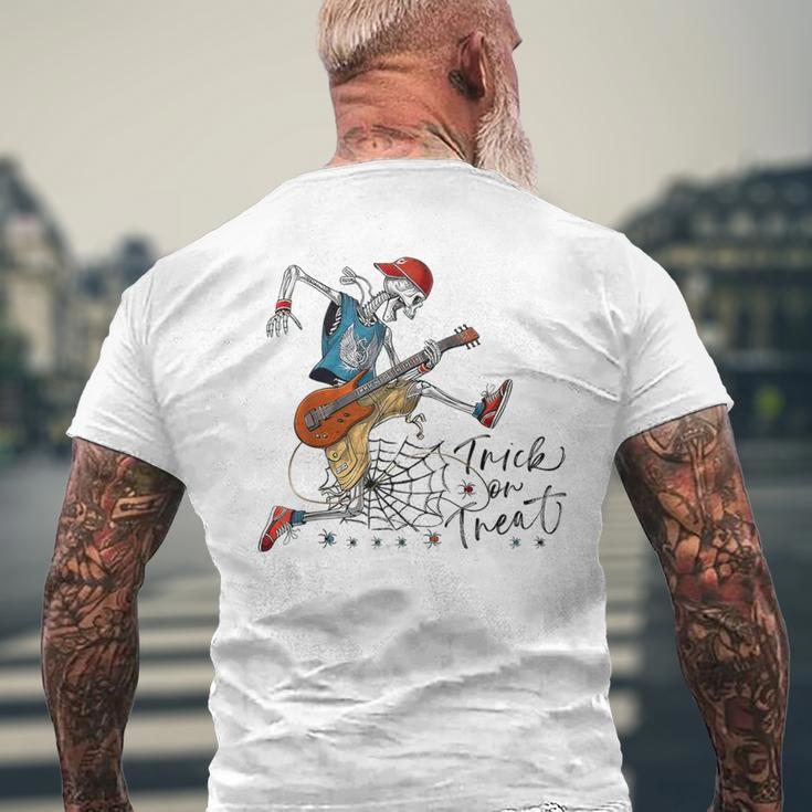 Trick Or Treat Skeleton Guitar Guy Rock Band Halloween Men's T-shirt Back Print Gifts for Old Men