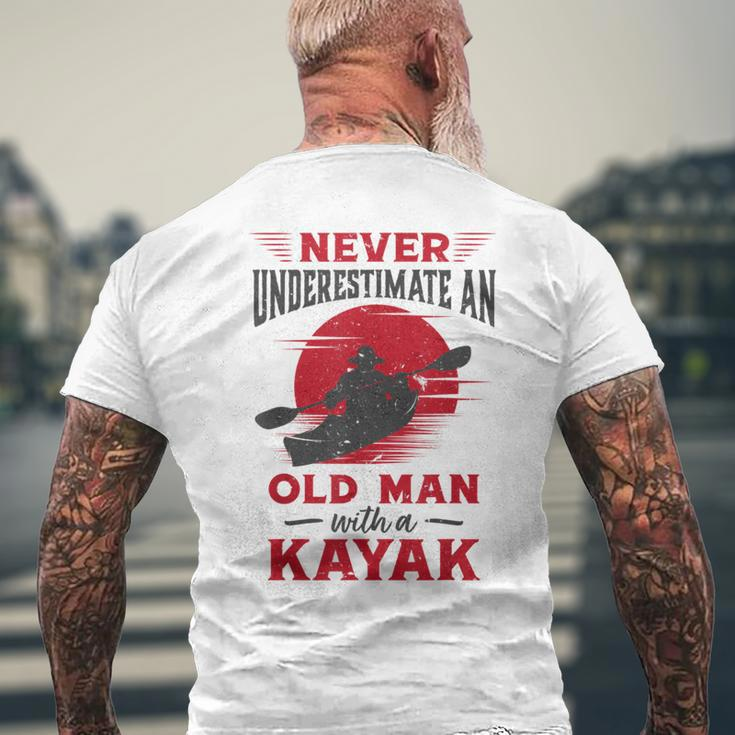 Never Underestimate An Old Man With A Kayak Granddad Dad Men's T-shirt Back Print Gifts for Old Men