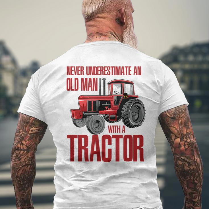 Never Underestimate An Old Man With A Tractor Grandpa Men's T-shirt Back Print Gifts for Old Men