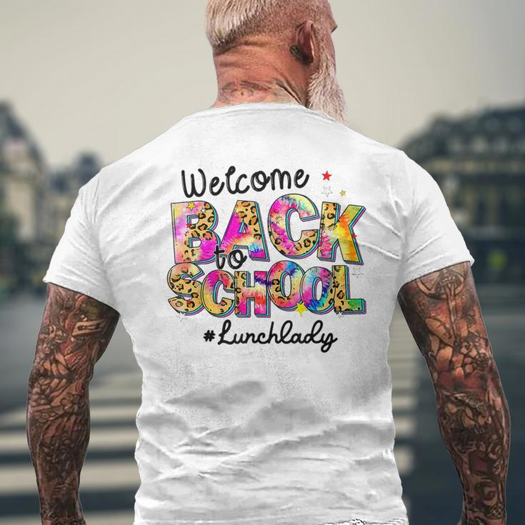 Welcome Back To School Lunch Lady Leopard Tie Dye Mens Back Print T-shirt Gifts for Old Men