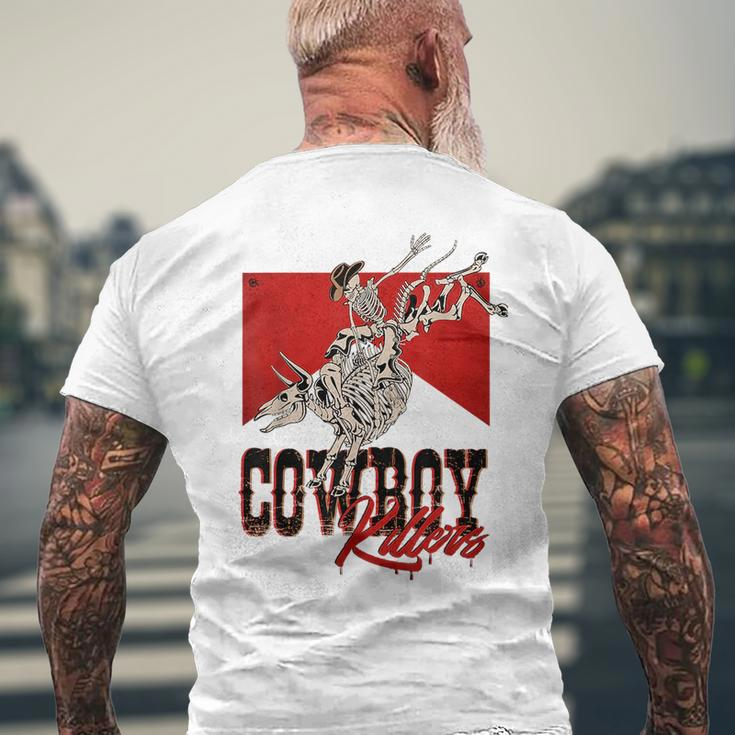 Western Cowboy Skull Punchy Killers Bull Skull Rodeo Howdy Rodeo Funny Gifts Mens Back Print T-shirt Gifts for Old Men