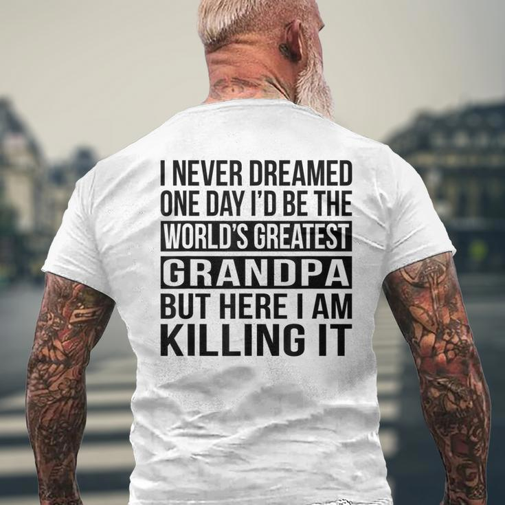 Worlds Greatest Grandpa Grandfather Men's Back Print T-shirt Gifts for Old Men