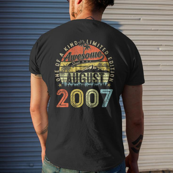 16 Year Old Awesome Since August 2007 16Th Birthday Mens Back Print T-shirt Gifts for Him