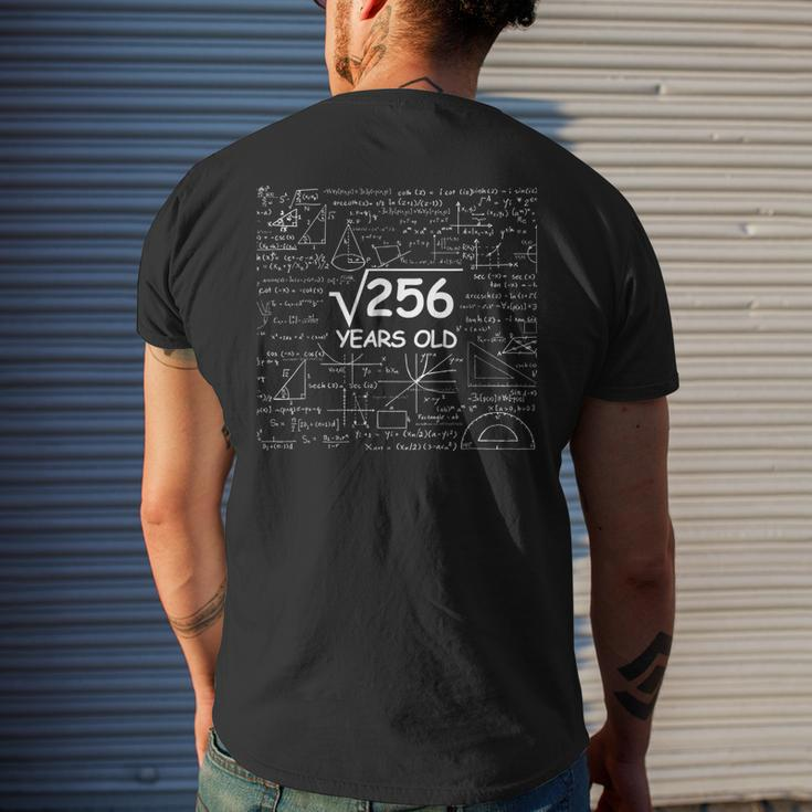 16Th Birthday Gift 16 Years Old Square Root Of 256 Mens Back Print T-shirt Gifts for Him