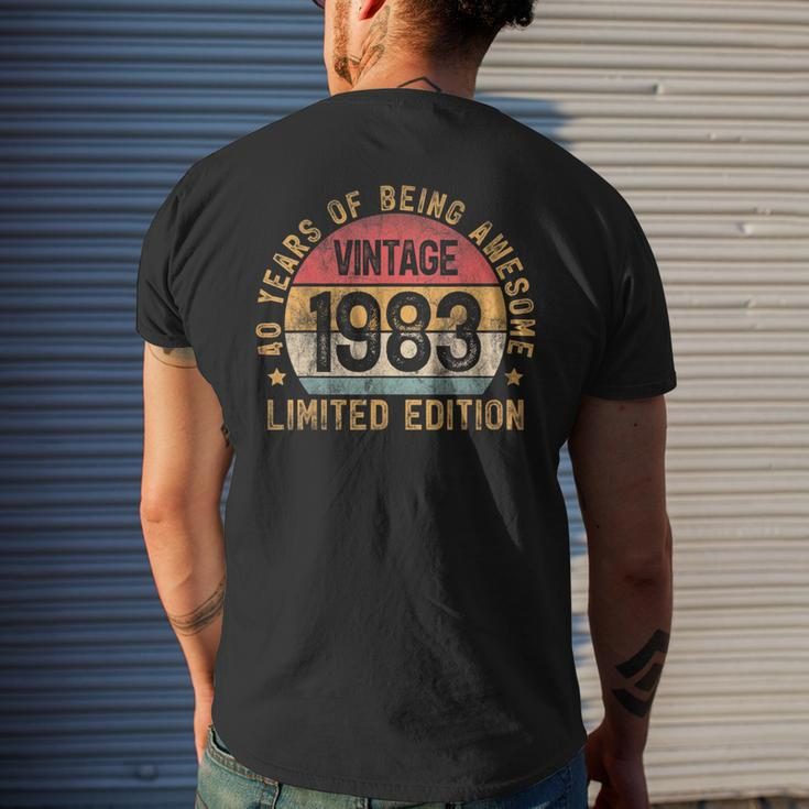 1983 Turning 40 Bday 40Th Birthday Men 40 Years Old Vintage Mens Back Print T-shirt Gifts for Him