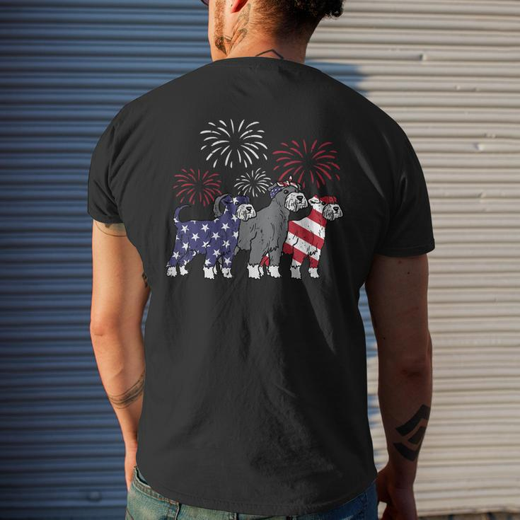 3 Miniature Schnauzer Dog Cute Fourth 4Th Of July Patriotic Mens Back Print T-shirt Gifts for Him
