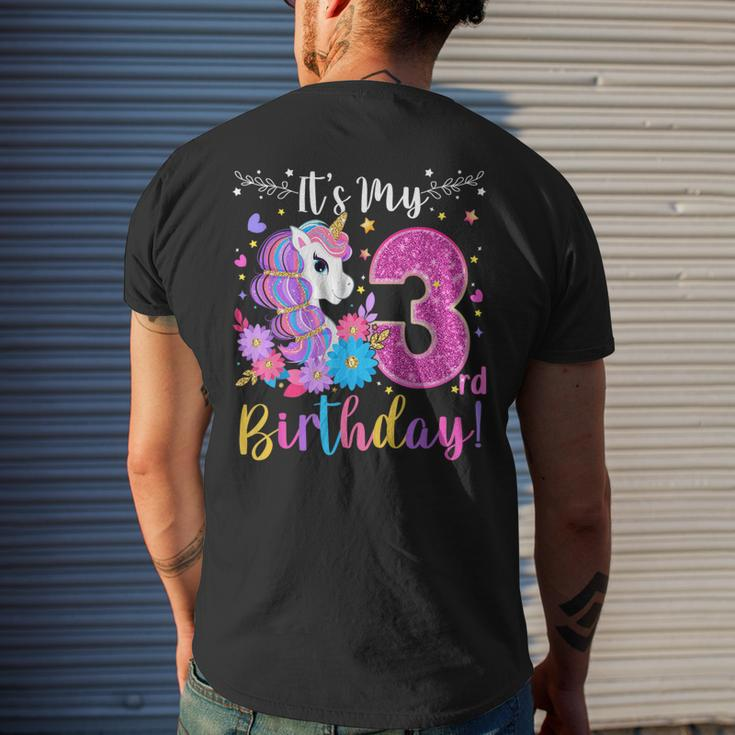 3 Year Old Its My 3Rd Birthday Cute Unicorn Kids Girls Ns Mens Back Print T-shirt Gifts for Him