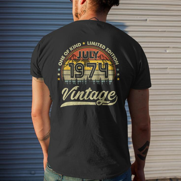 47Th Birthday Gifts 47 Years Old Retro Born In July 1974 Mens Back Print T-shirt Gifts for Him