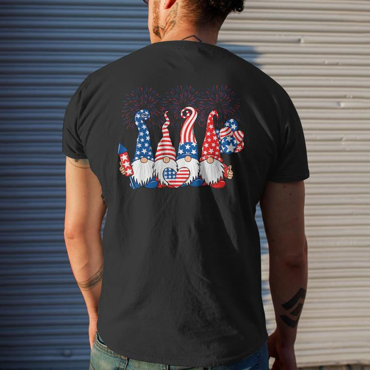 4Th Of July 2023 Patriotic Gnomes Funny American Usa Flag Mens Back Print T-shirt Gifts for Him