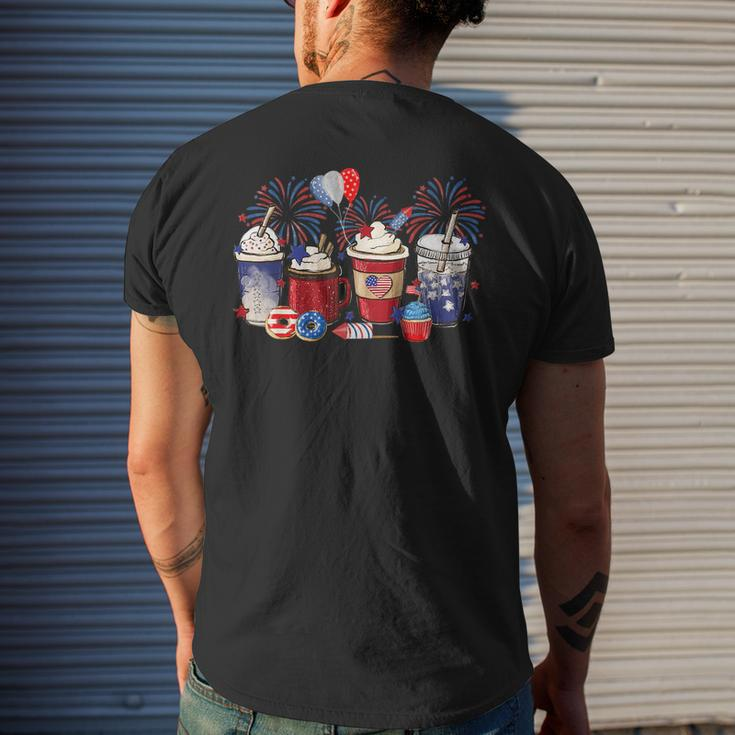 4Th Of July Coffee Lover Patriotic Ice Cream Red And Blue Patriotic Funny Gifts Mens Back Print T-shirt Gifts for Him