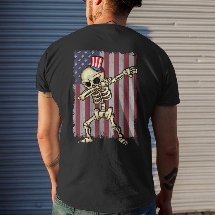 4Th Of July Dabbing Skeleton American Flag Dabbing Mens Back Print T-shirt Gifts for Him