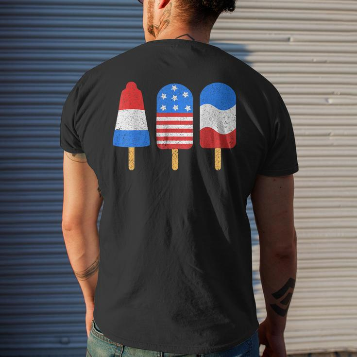 4Th Of July Ice Pops Red White Blue American Flag Patriotic Mens Back Print T-shirt Gifts for Him