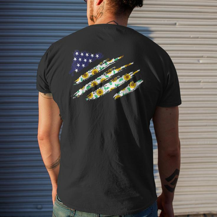 4Th Of July Sunflower American Flag Patriotic Usa Mens Back Print T-shirt Gifts for Him