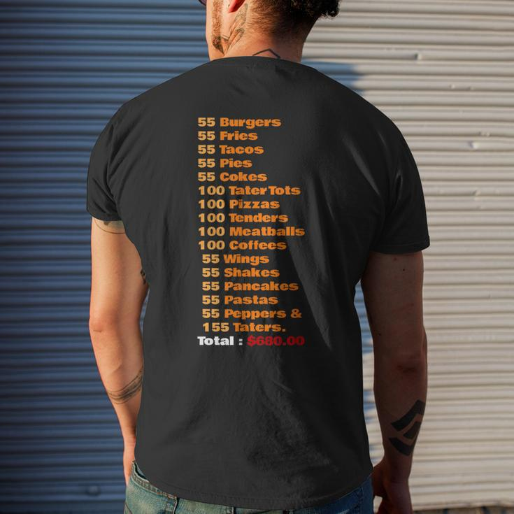 55 Burgers 55 Shakes 55 Fries Think You Should Leave Funny Burgers Funny Gifts Mens Back Print T-shirt Gifts for Him