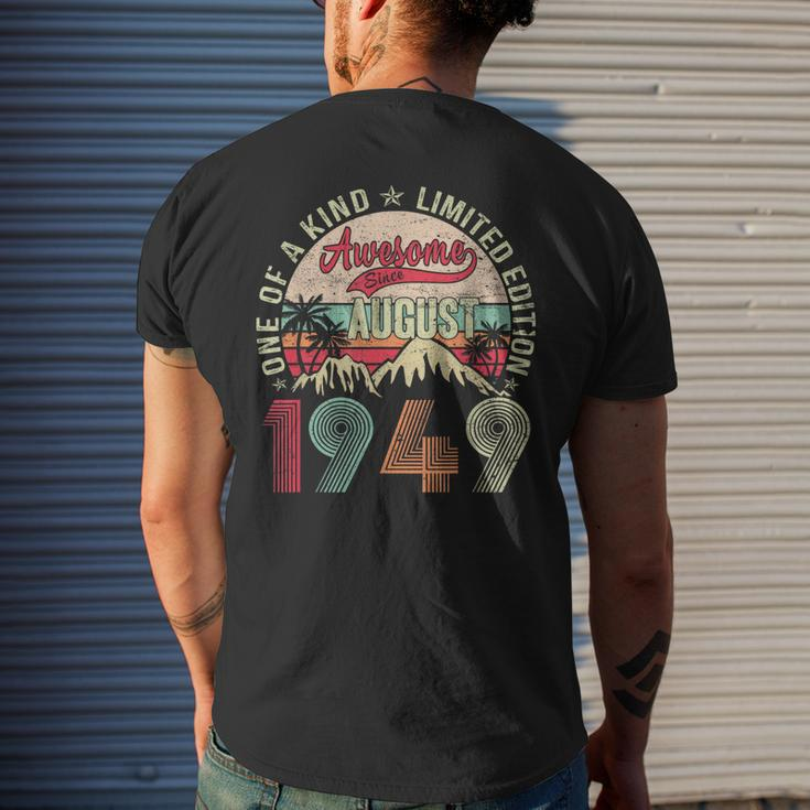 74 Years Old Gifts Vintage August 1949 Gifts 74Th Birthday Mens Back Print T-shirt Gifts for Him