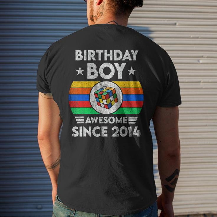 8 Years Old Awesome Since 2014 Birthday Speed Cubing Boy Mens Back Print T-shirt Gifts for Him