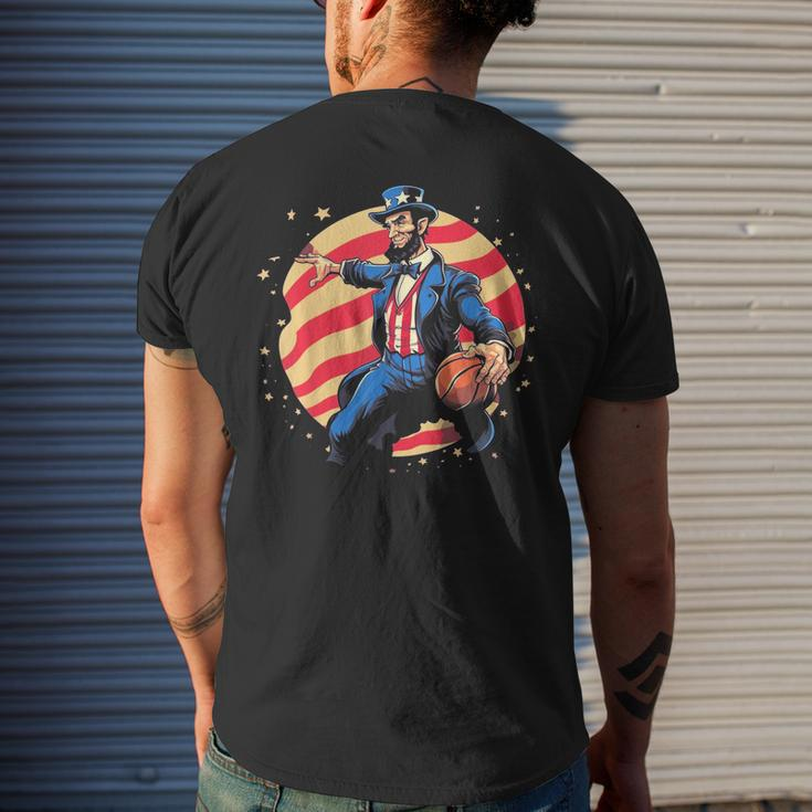 Abraham Lincoln Usa Fourth 4Th Of July Funny Basketball Mens Back Print T-shirt Gifts for Him
