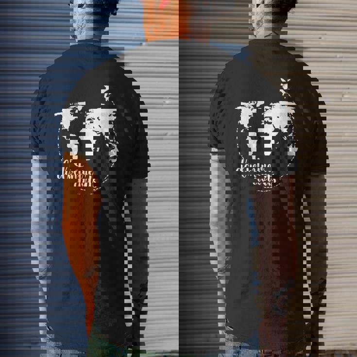 Adventure Awaits World Map For Travel Vacations Mens Back Print T