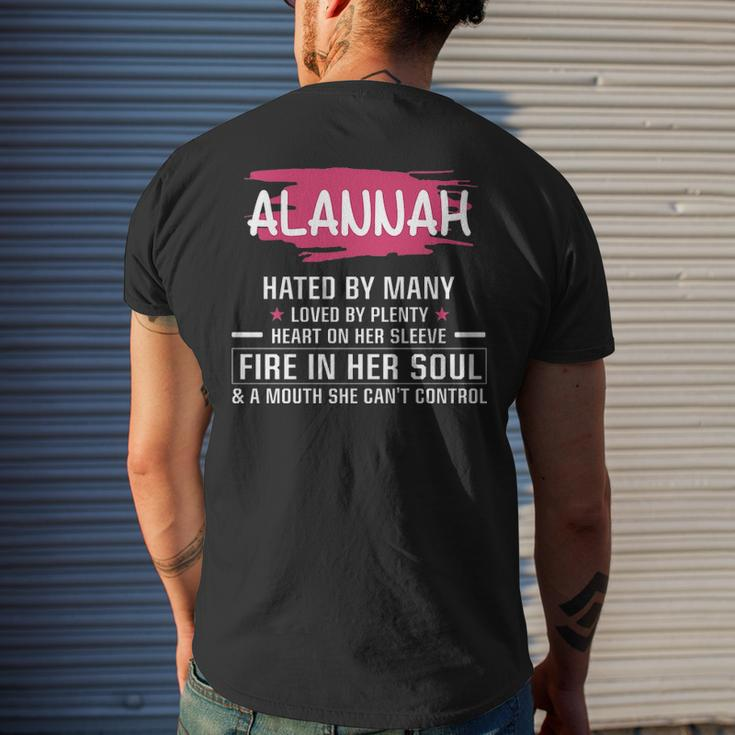Alannah Name Gift Alannah Hated By Many Loved By Plenty Heart Her Sleeve Mens Back Print T-shirt Gifts for Him