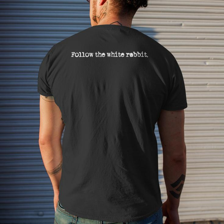 Alice Follow The White Rabbit QuoteMinimalist Men's T-shirt Back Print Gifts for Him
