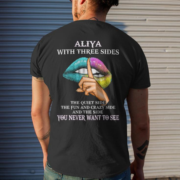 Aliya Name Gift Aliya With Three Sides Mens Back Print T-shirt Gifts for Him