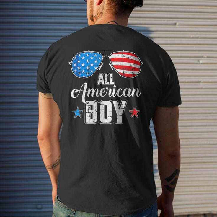 All American Boy 4Th Of July Usa Sunglasses Family Matching Usa Funny Gifts Mens Back Print T-shirt Gifts for Him