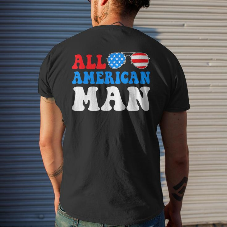 All American Man American Flag 4Th Of July Patriotic Mens Back Print T-shirt Gifts for Him