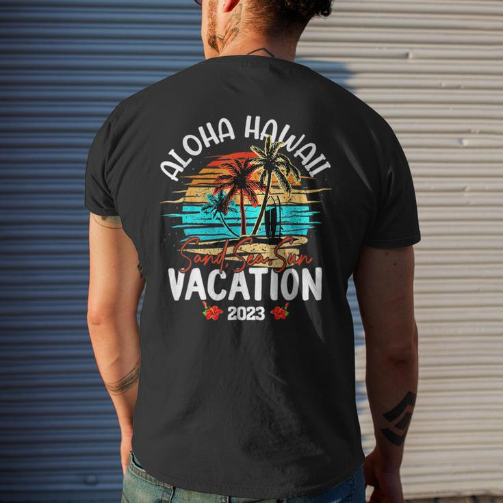 Aloha Hawaii Hawaiian Vacation 2023 Matching Family Group Mens Back Print T-shirt Gifts for Him