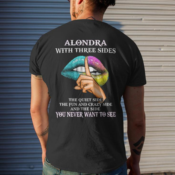 Alondra Name Gift Alondra With Three Sides Mens Back Print T-shirt Gifts for Him