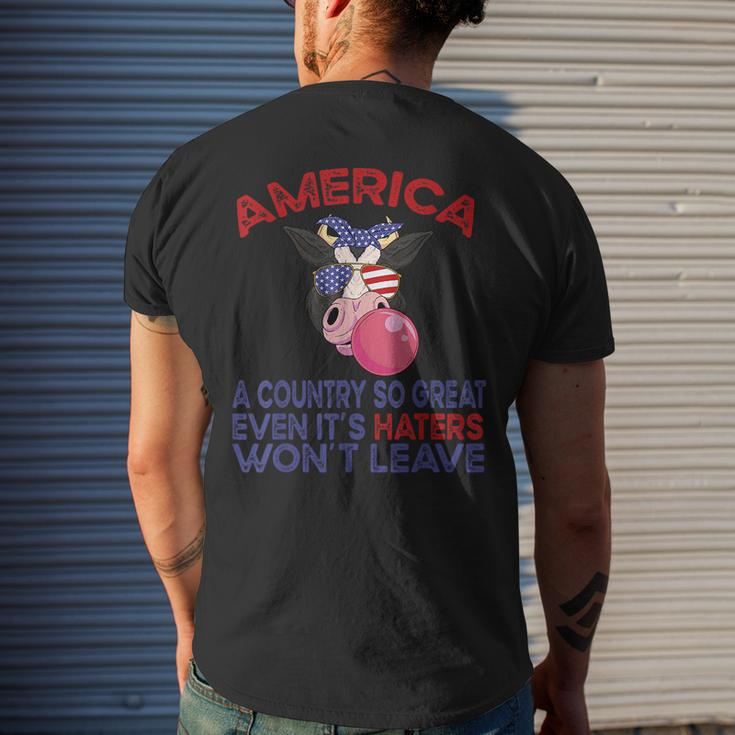 America A Country So Great Even Its Haters Wont Leave Farm Farm Funny Gifts Mens Back Print T-shirt Gifts for Him