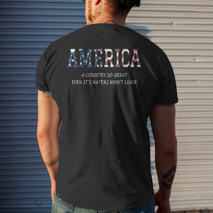 America A Country So Great Even Its Haters Wont Leave Mens Back Print T-shirt Gifts for Him