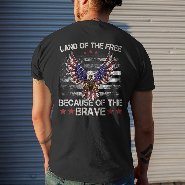 America Eagle | Land Of The Free Because Of The Brave Mens Back Print T-shirt Gifts for Him