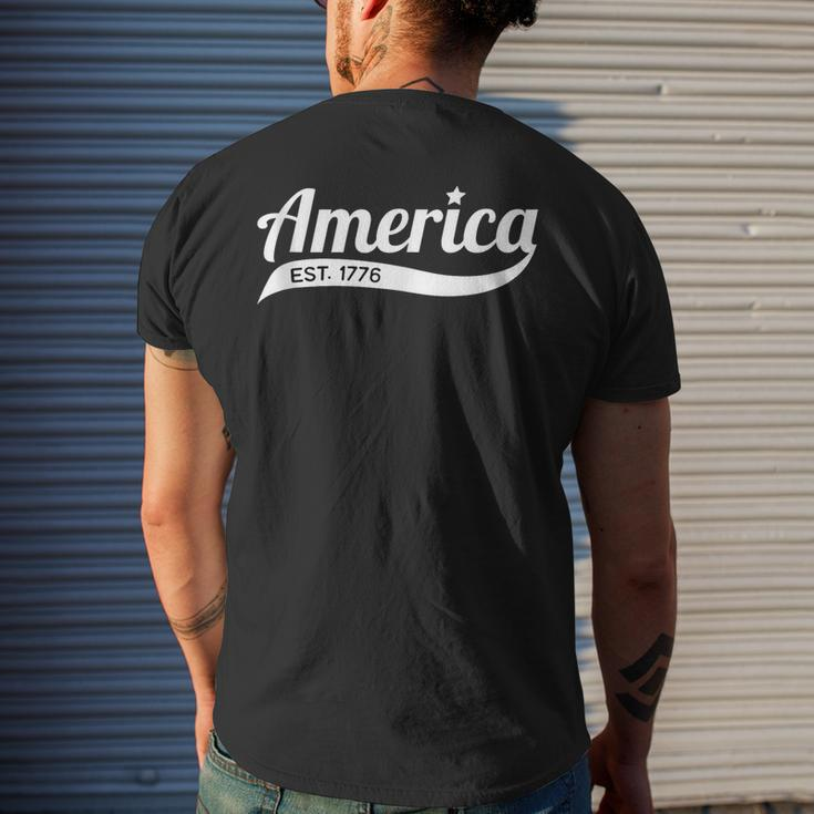 America Est 1776 4Th Of July Usa Patriotic American Gifts Mens Back Print T-shirt Gifts for Him