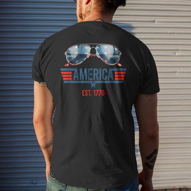 America Est 1776 Usa 4Th Of July Patriotic Sunglasses Mens Back Print T-shirt Gifts for Him