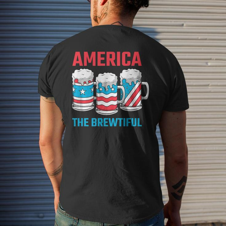 America The Brewtiful Funny July 4Th Patriotic Bbq Cookout Mens Back Print T-shirt Gifts for Him