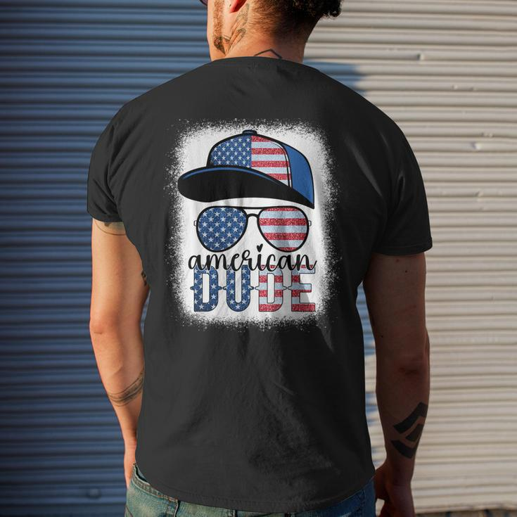 American Dude 4Th Of July Usa Flag Glasses American Family Mens Back Print T-shirt Gifts for Him