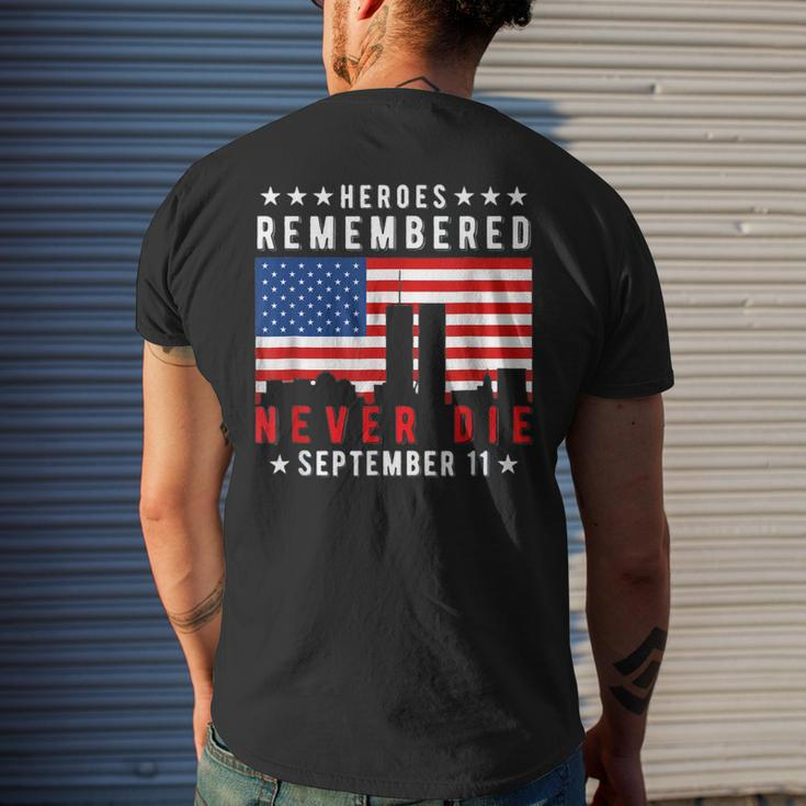 Basic American Flag Heroes Remember Day 911 Men's Back Print T-shirt Gifts for Him