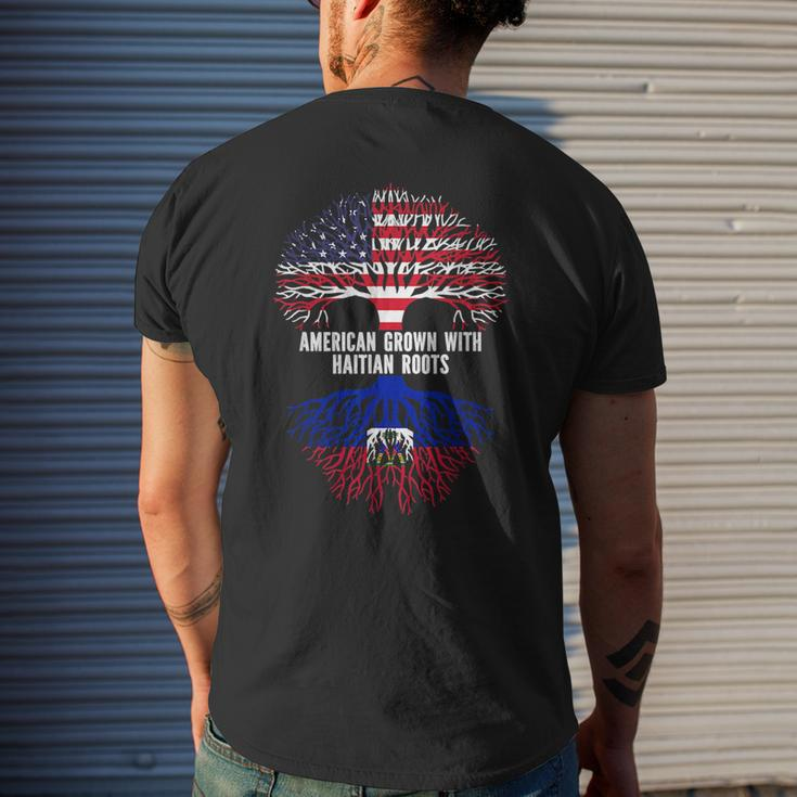 American Grown With Haitian Roots Usa Flag Mens Back Print T-shirt Gifts for Him