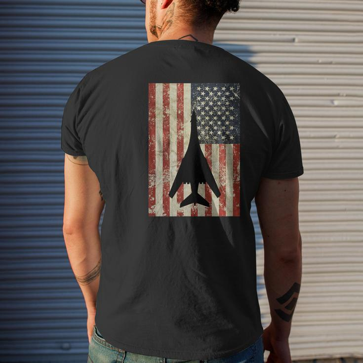 American Usa Flag B-1 Lancer Bomber Army Military Pilot Men's T-shirt Back Print Gifts for Him