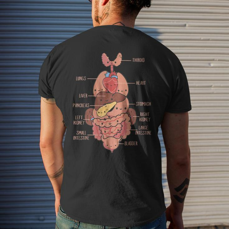 Anatomy Human Torso Cute Heart Lungs Organs Medical Graphic Men's T-shirt Back Print Gifts for Him