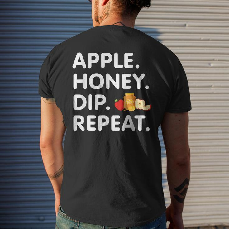 Apple Honey Dip Repeat Rosh Hashanah Jewish New Year Men's T-shirt Back Print Gifts for Him