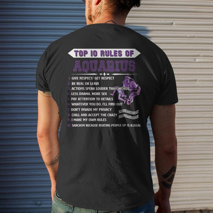 Aquarius Zodiac Birthday Top 10 Rules Of Aquarius Men's T-shirt Back Print Gifts for Him