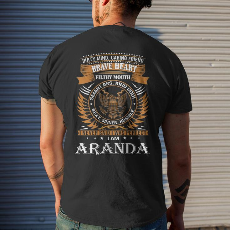 Aranda Name Gift Aranda Brave Heart Mens Back Print T-shirt Gifts for Him