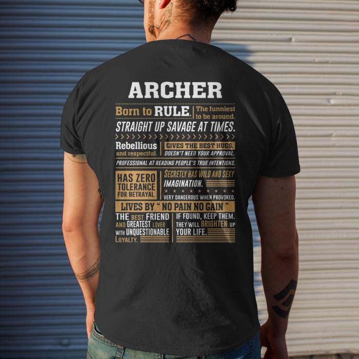 Archer Name Gift Archer Born To Rule Mens Back Print T-shirt - Seseable