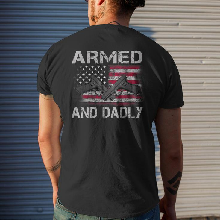 Armed And Dadly Funny Gun Lover Dad Usa Flag Fathers Day Mens Back Print T-shirt Gifts for Him
