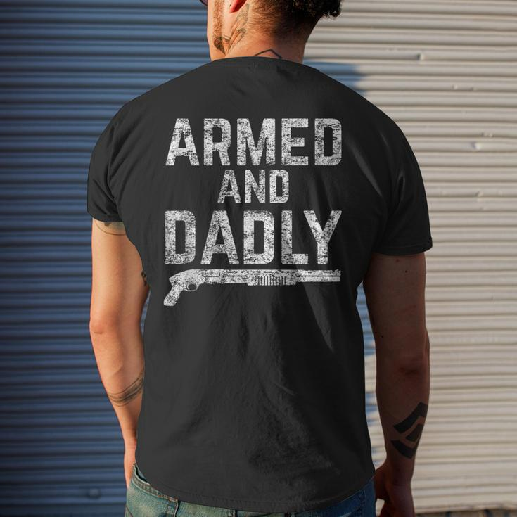 Armed And Dadly Armed Dad Pun Deadly Father Joke Men's Back Print T-shirt Gifts for Him