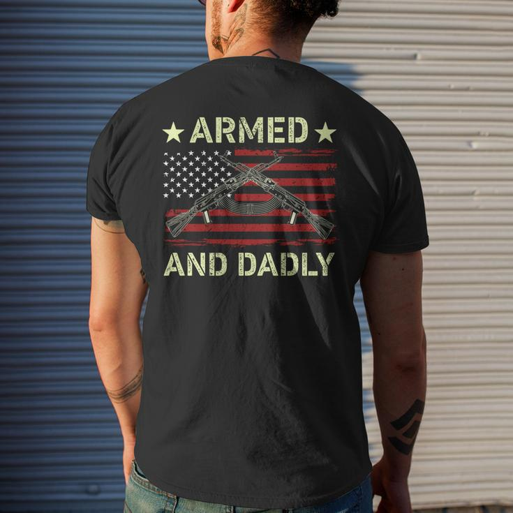 Armed And Dadly Deadly Father For Fathers Day 4 July Men's Back Print T-shirt Gifts for Him
